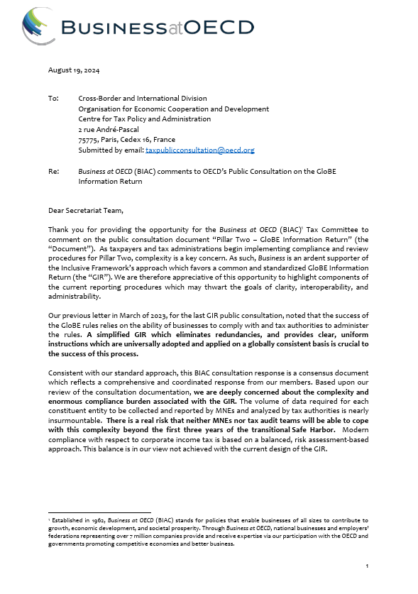 GLOBE Information return